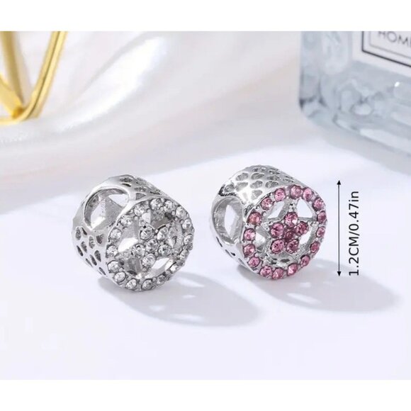 x1 Pink Crystal Star Zinc Allow Charm/Bead DIY Jewelry Making New - Picture 3 of 3